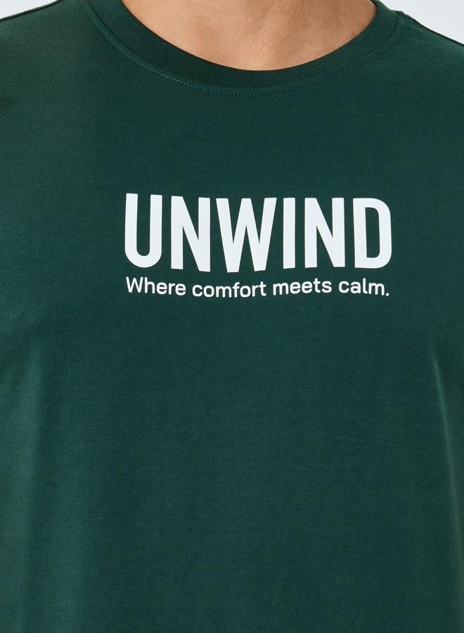 Styli Men Slogan Print Cotton T-Shirt and Shorts Set - Image 3